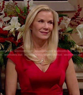 Brooke’s red satin v-neck dress on The Bold and the Beautiful