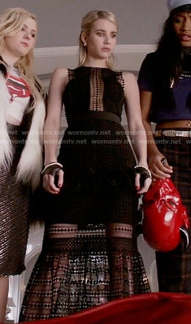 Chanel’s black lace panel midi dress on Scream Queens