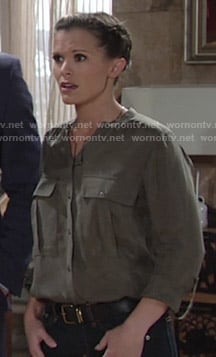 Chelsea's green button down shirt on The Young and the Restless