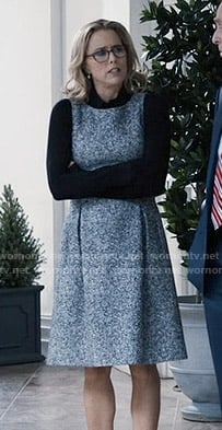 Elizabeth's tweed dress with pleats on Madam Secretary