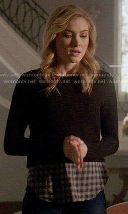 Grace’s plaid layered sweater on Scream Queens