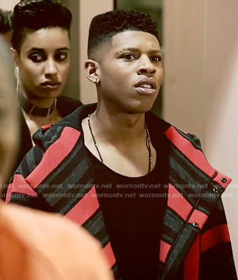 Hakeem's black and red striped hooded jacket on Empire