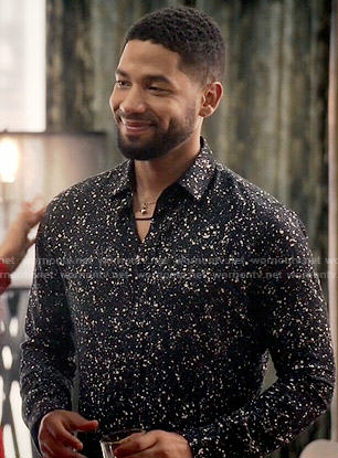 Jamal's black paint splatter print shirt on Empire