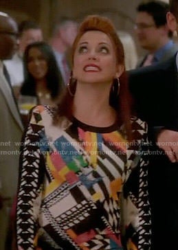 Jo’s multi-colored abstract print long sleeve dress on Girlfriends Guide to Divorce