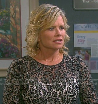 Kayla's black lace overlay dress on Days of our Lives