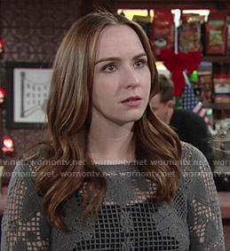 Mariah's grey crochet sweater on The Young and the Restless