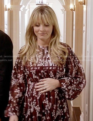 Rhonda's burgundy floral dress on Empire