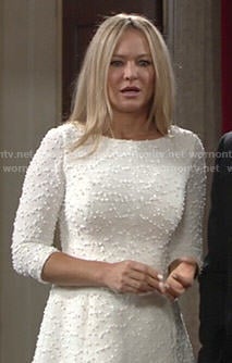 Sharon's white textured dress on The Young and the Restless