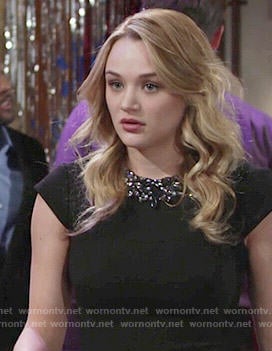 Summer's black embellished neck playsuit on The Young and the Restless