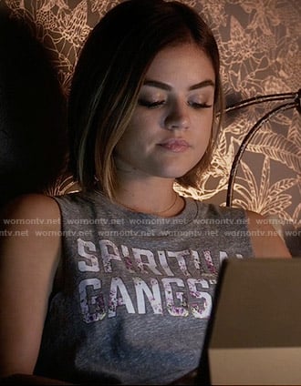 Aria’s Spiritual Gangster tank top on Pretty Little Liars