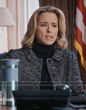 Elizabeth’s tweed collared jacket on Madam Secretary