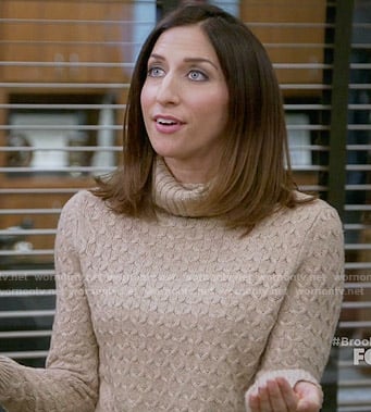 Gina’s camel textured turtleneck sweater on Brooklyn Nine-Nine