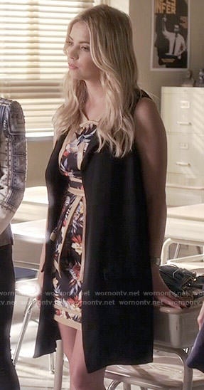 Hanna's black floral dress on Pretty Little Liars