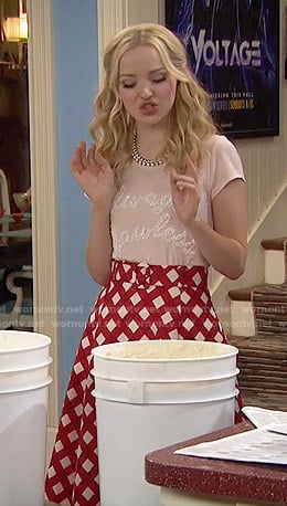 Liv’s ‘Always Flawless’ top and red checked skirt on Liv and Maddie