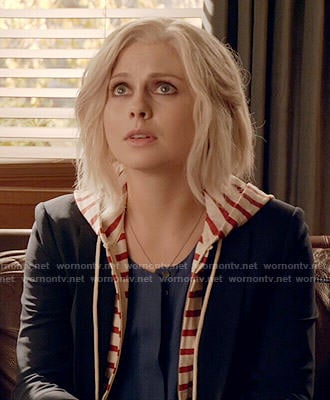 Liv’s red striped hoodie and blazer combo on iZombie