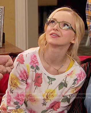 Maddie's rose print sweater on Liv and Maddie