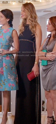 Phoebe's black studded maxi dress on Girlfriends Guide to Divorce