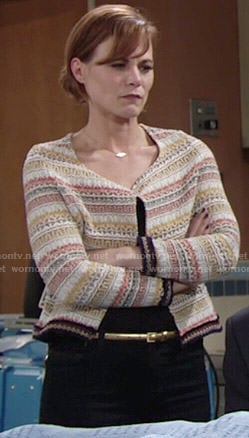 Phyllis’s orange and yellow embroidered jacket on The Young and the Restless