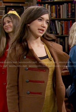 Riley's camel coat with red trim on Girl Meets World