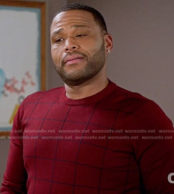 Andre's red windowpane sweater on Black-ish