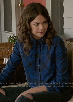 Callie’s blue cropped plaid shirt on The Fosters