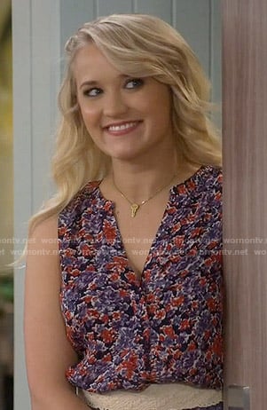 Gabi’s purple and red printed top on Young and Hungry