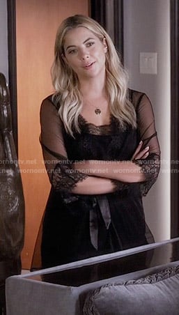 Hanna's sheer black lace robe on Pretty Little Liars
