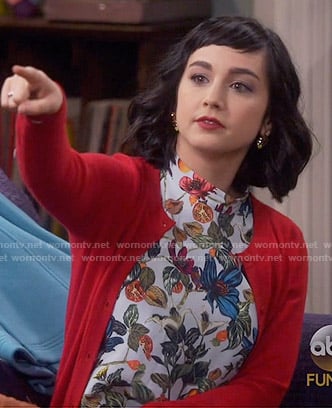 Mandy's floral high-neck top on Last Man Standing