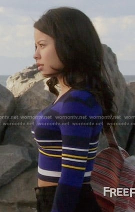 Mariana's blue striped crop top on The Fosters