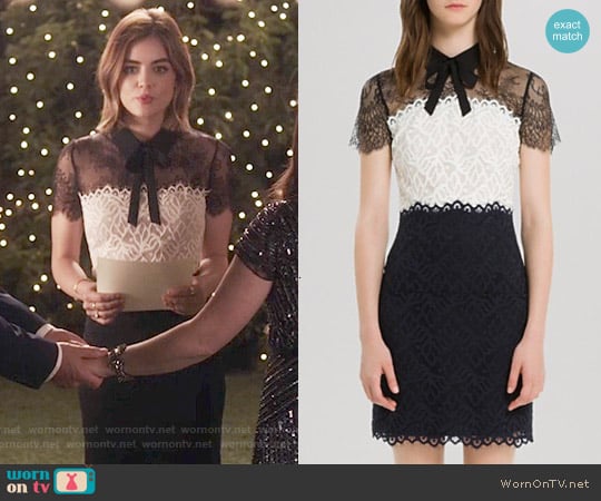 WornOnTV: Aria’s black and white lace dress on Pretty Little Liars ...