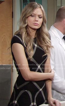 Abby’s black checked drop-waist dress on The Young and the Restless