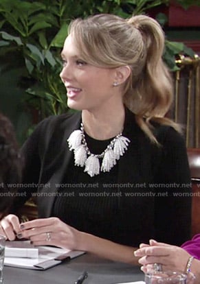 Abby’s pearl tassel necklace on The Young and the Restless