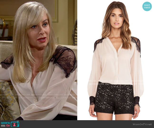 Alice + Olivia Sofia Blouse worn by Ashley Abbott (Eileen Davidson) on The Young and the Restless