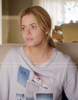 Ali's polaroid print sweater on Pretty Little Liars