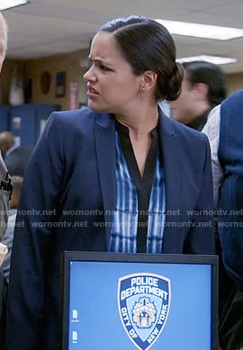 Amy's blue printed blouse on Brooklyn Nine-Nine