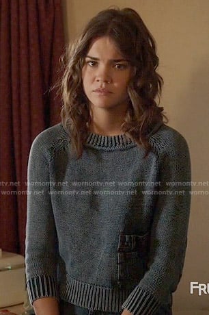 Callie’s blue sweater with denim pocket on The Fosters