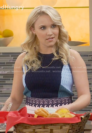 Gabi's blue colorblock top on Young and Hungry