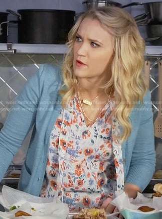 Gabi’s floral tie-neck top on Young and Hungry