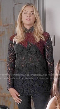 Hanna’s colorblock lace top on Pretty Little Liars