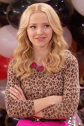 Liv’s leopard print cardigan and pink skirt on Liv and Maddie