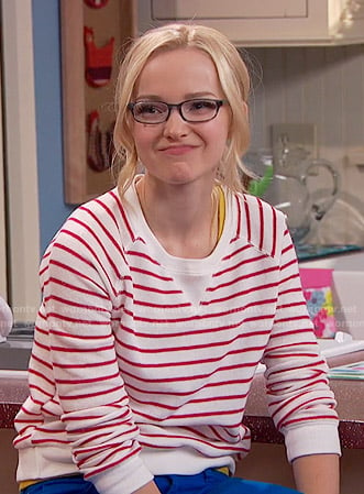 Maddie's red striped sweatshirt on Liv and Maddie