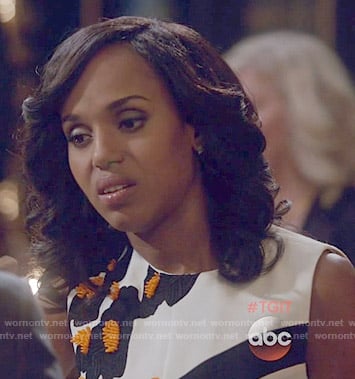 Olivia's black and white dress with orange applique on Scandal