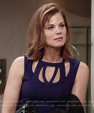 Phyllis’s navy blue dress with cutouts on The Young and the Restless