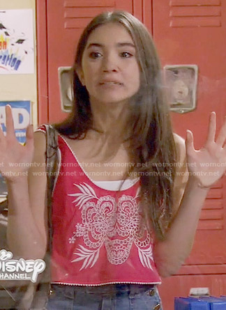 Riley’s red  embroidered crop tank top on Girl Meets World