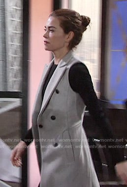 Victoria’s long grey vest on The Young and the Restless