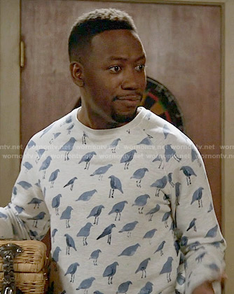 Winston’s bird print sweatshirt on New Girl