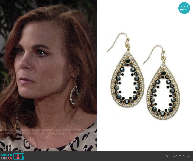 INC International Concepts Glass Stone Teardrop Earrings worn by Phyllis Newman (Gina Tognoni) on The Young & the Restless