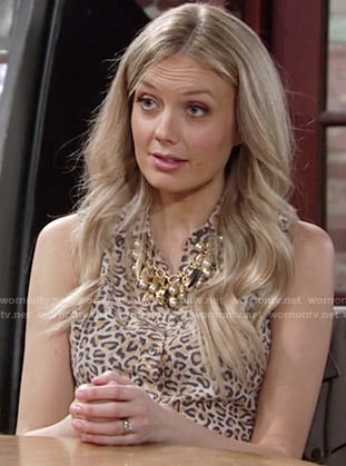 Abby's sleeveless leopard print shirtdress on The Young and the Restless