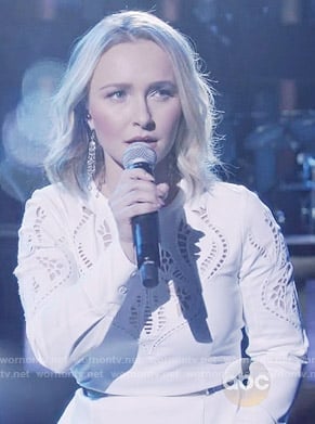 Juliette’s white cutout top on Nashville