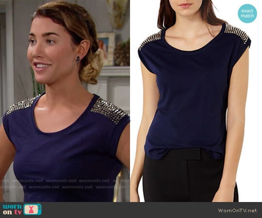 Karen Millen Studded Tee worn by Steffy Forrester (Jacqueline MacInnes Wood) on The Bold and the Beautiful